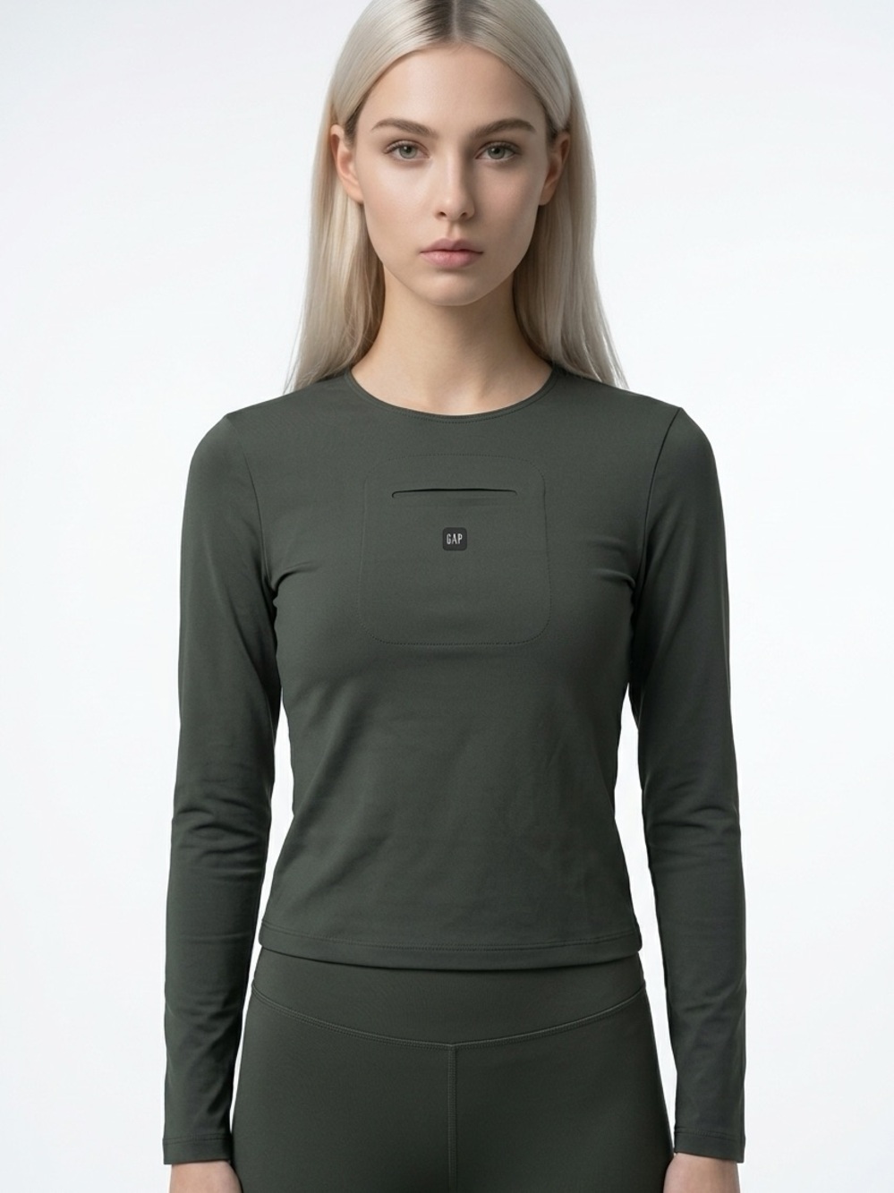 YEEZY GAP BALENCIAGA | Second Skin Long Sleeve Dark Green Gray Women’s Size XXS